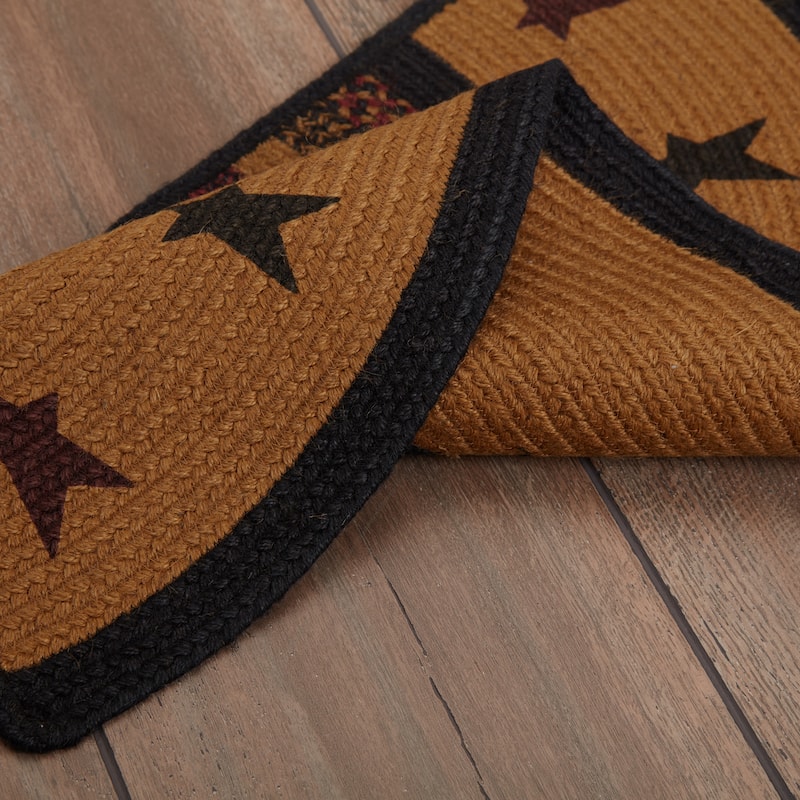 Heritage Farms Star Jute Rug Half Circle w/ Pad 16.5x33 - 16.5" x 33"