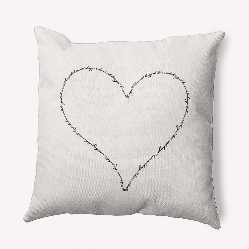 Hugs and Kisses Heart Valentine's Day Decorative Indoor/Outdoor Pillow