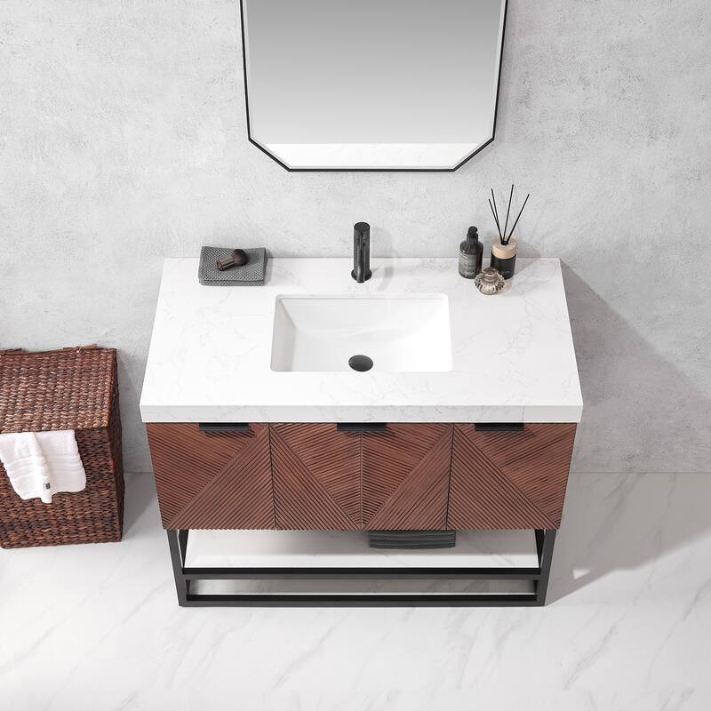 Mahon Single Bath Vanity with Composite Stone Top without Mirror