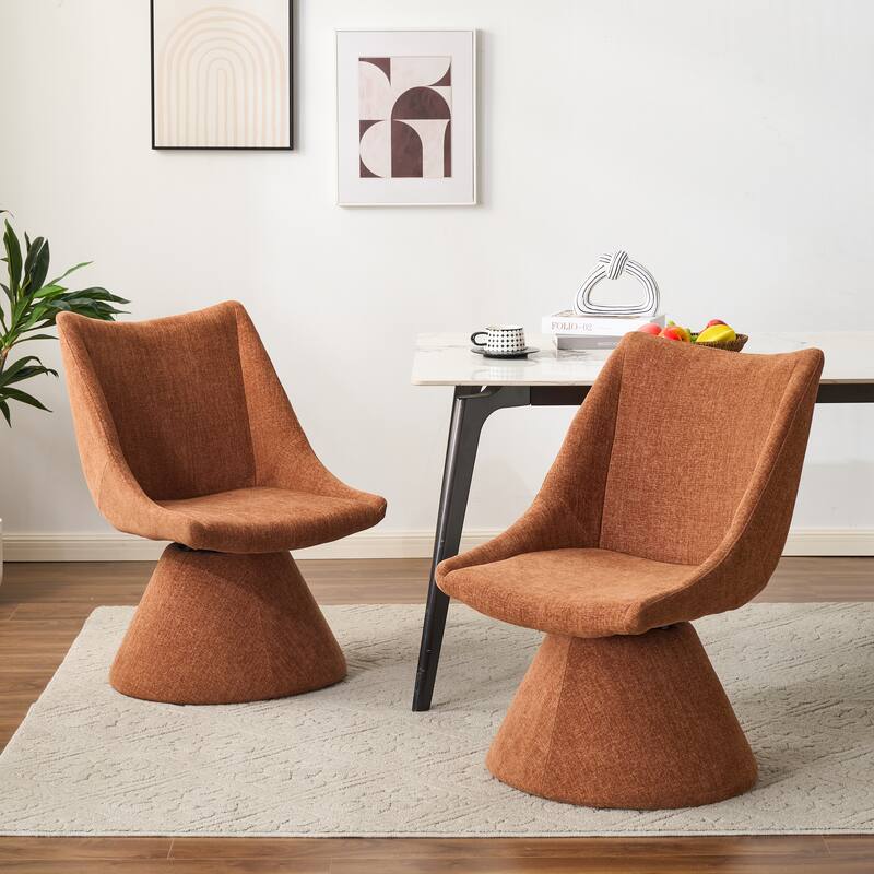 Christopher Knight Home - Modern 180° Swivel Upholstered Dining Chairs Set with Metal Frame & Wrap-round Design, Set of 2