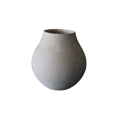 Paper Mache Vase White Dia 9.06" - NATURAL WHITE - NATURAL WHITE