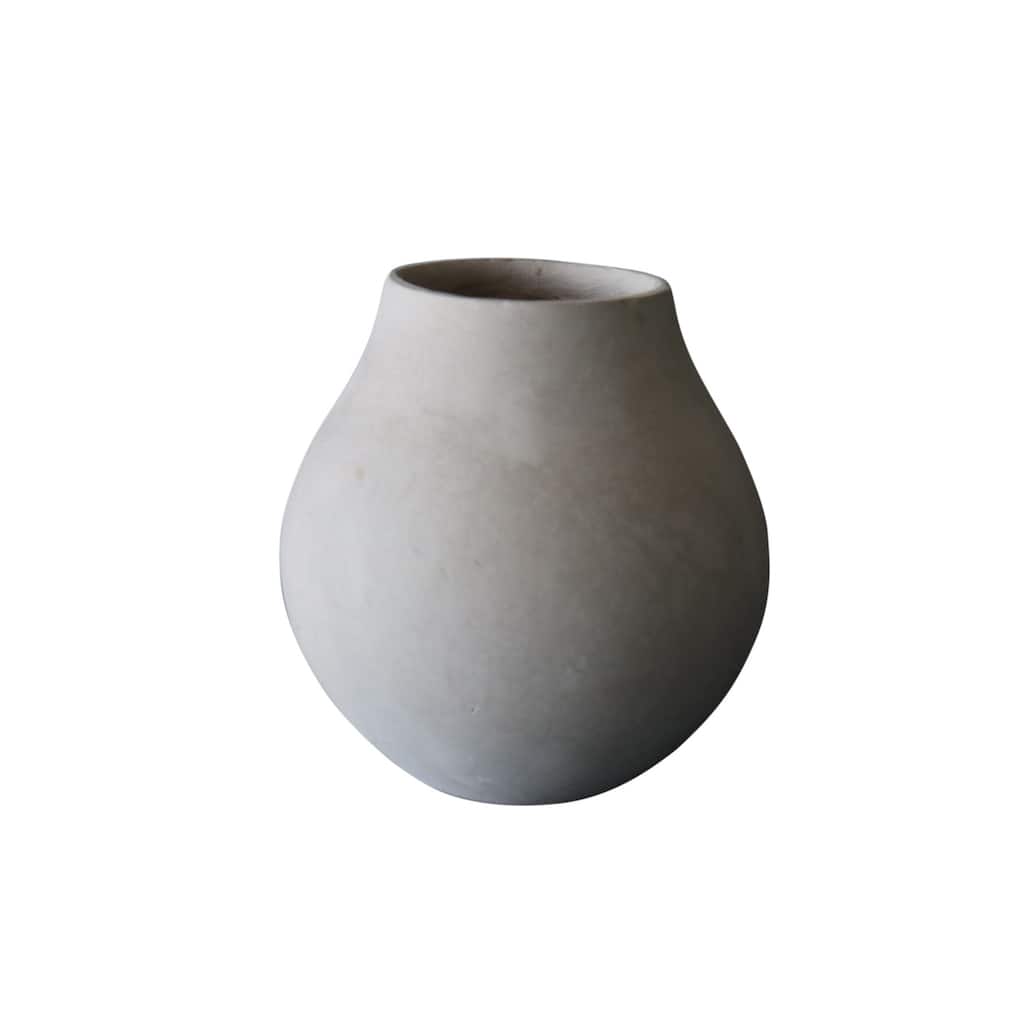 Paper Mache Vase White Dia 9.06" - NATURAL WHITE - NATURAL WHITE