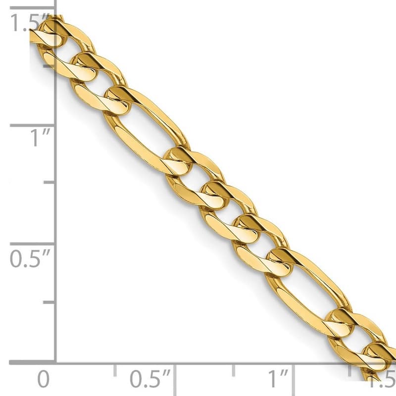 Curata 14k Yellow Gold Solid Polished 5.25mm Concave Open Figaro Chain Bracelet Lobster Claw
