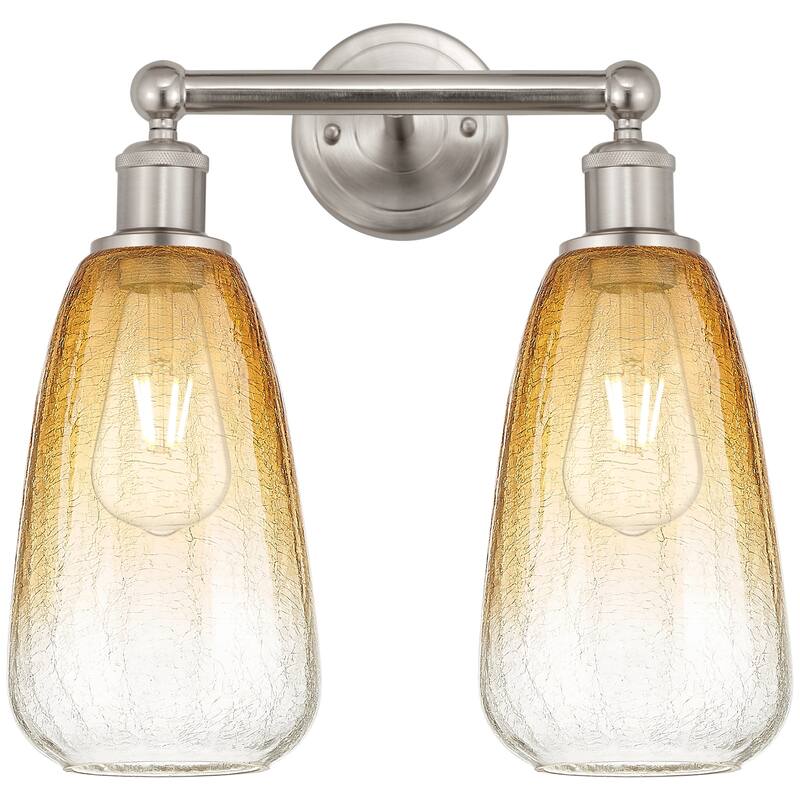Innovations Lighting 616-2W-16-15 Brookhaven Almond Vanity Brookhaven - Brushed Satin Nickel / Amber