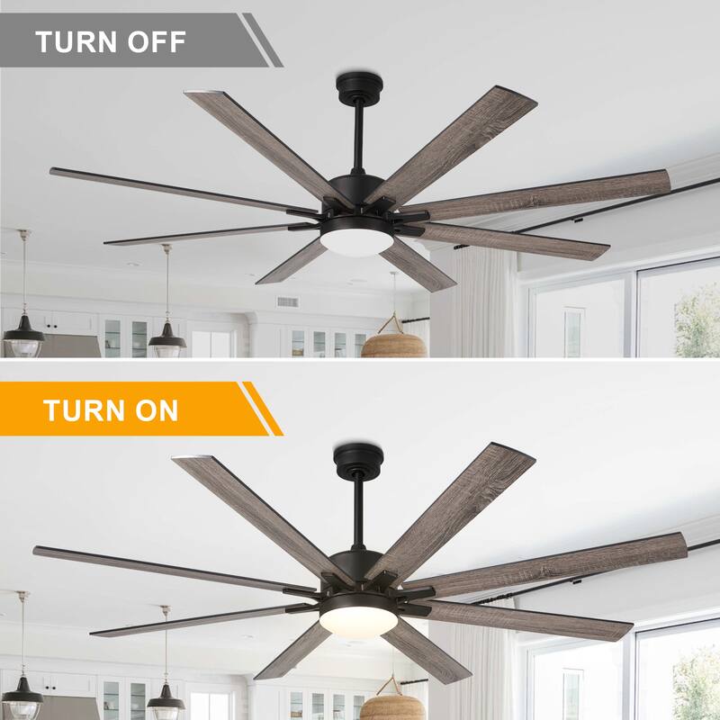 Bella Depot Farmhouse 72" Large Ceiling Fan with Dimmable Light and Remote ,6-speed Reversible Motor