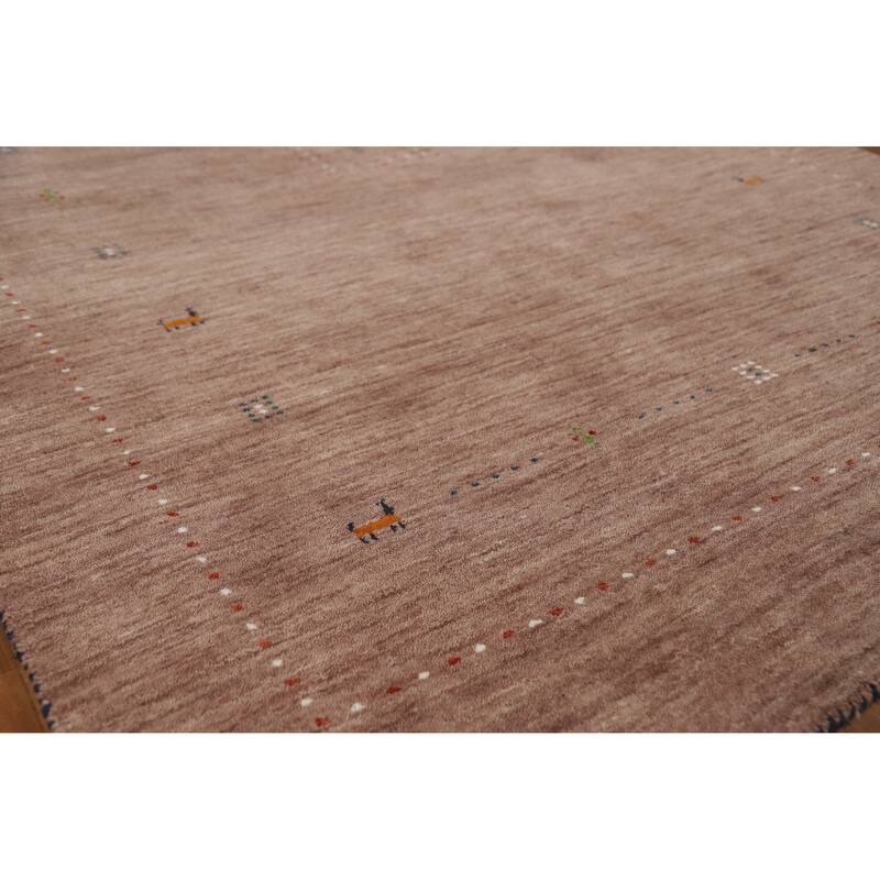 Tribal Gabbeh Indian Area Rug Hand-Knotted Brown Oriental Wool Carpet - 5'0" x 7'10" - 5'0" x 7'10" - Brown