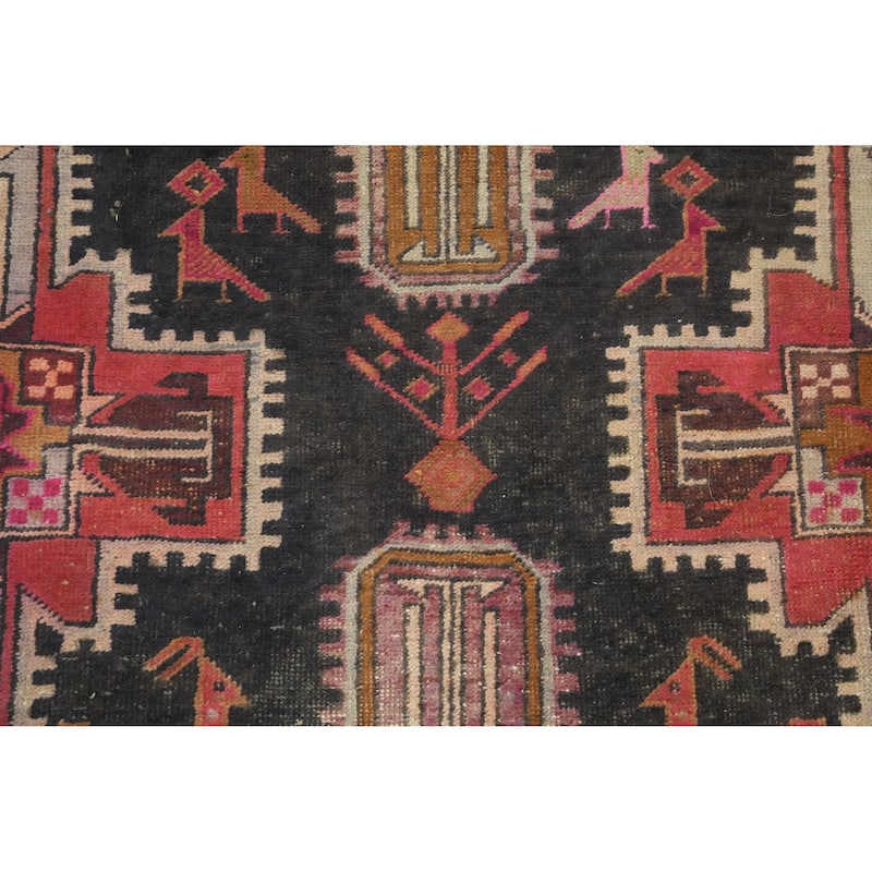 Hand Knotted Oriental 100% Wool Carpet Traditional Tribal Black Ardebil Runner Rug - 10' 6'' X 4' 3''