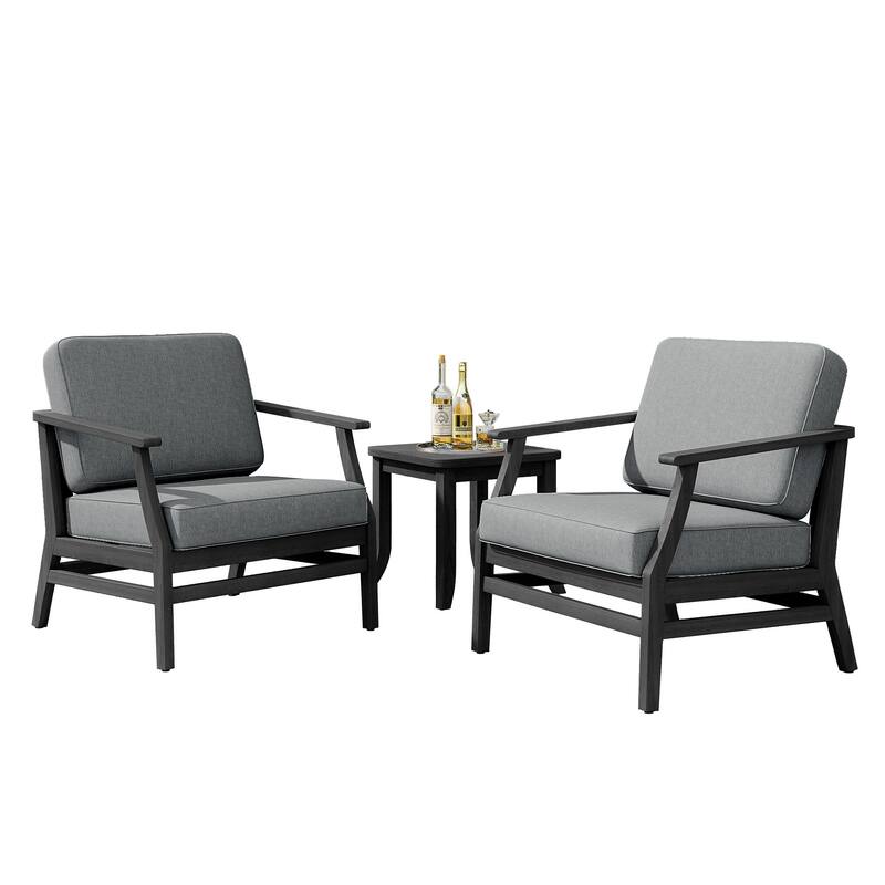 Teak Outdoor Bistro Set with Weather-Resistant Cushions (3-Piece Set)