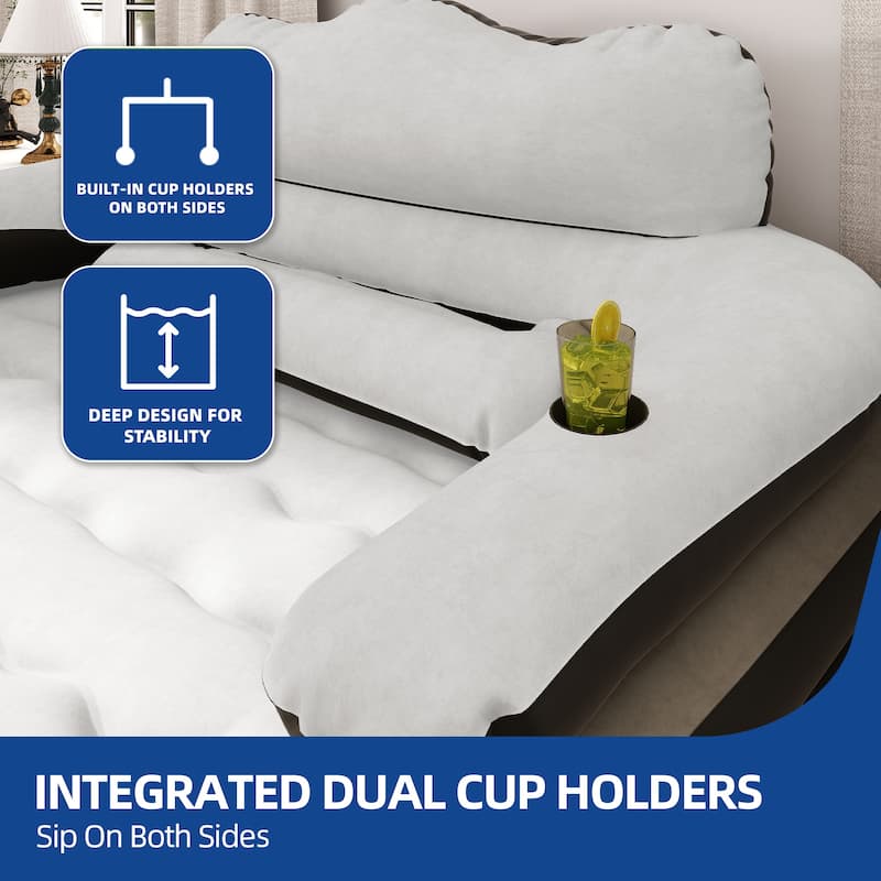 Air Bed With Integrated Pump And Headboard Blow-Up Mattress