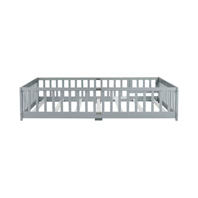 Queen Size Floor Bed with Door and Safety Guardrails