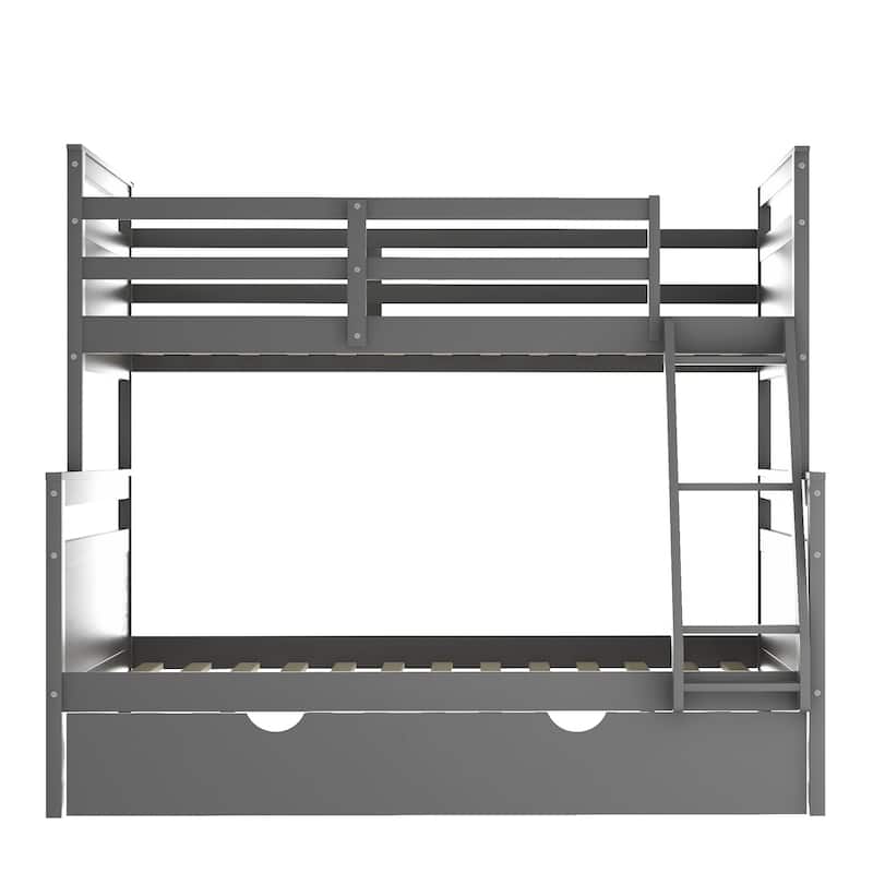 Twin over Full Bunk Bed with Ladder, Twin Size Trundle