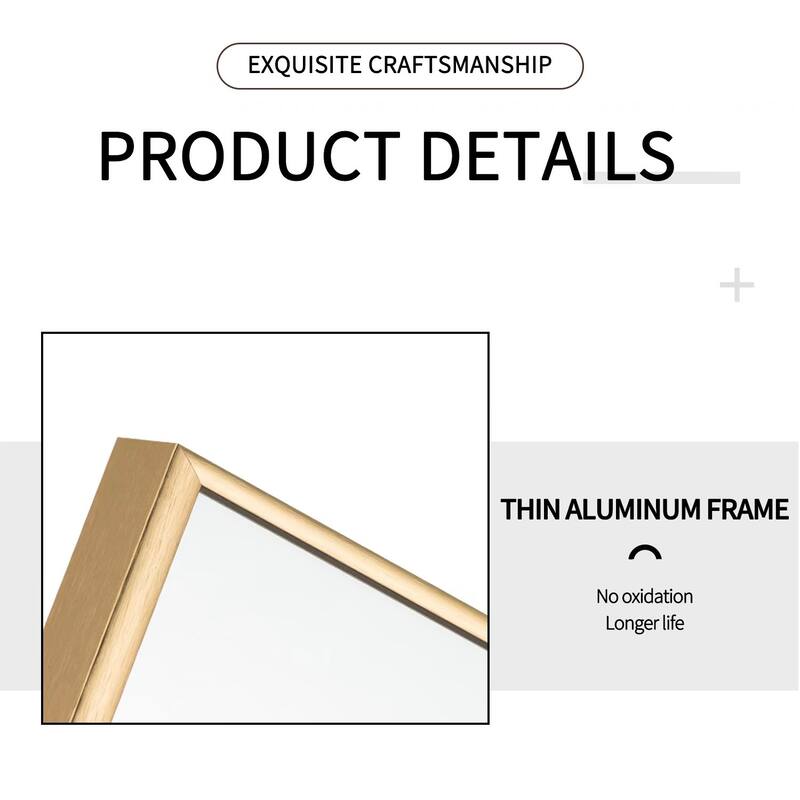Modern Sleek Metal Frame Full-length Hanging or Leaning Wall Mirror