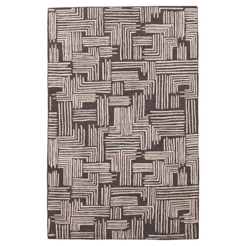 ECARPETGALLERY Hand-knotted Tangier Dark Grey Wool Rug - 5'2 x 7'11 - Dark Grey - 5'2 x 7'11