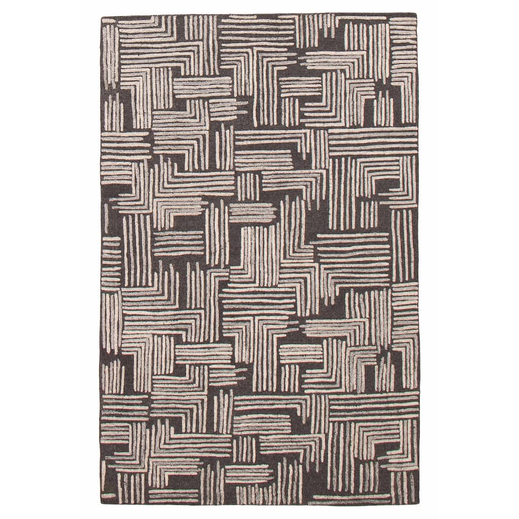 ECARPETGALLERY Hand-knotted Tangier Dark Grey Wool Rug - 5'2 x 7'11
