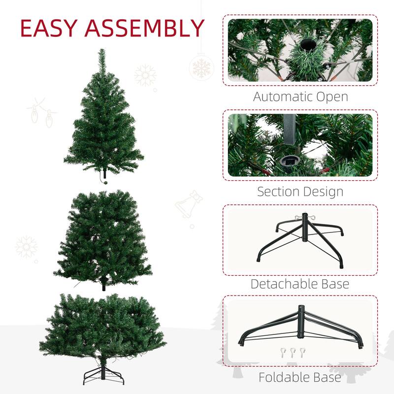 7.5ft Pre-Lit Christmas Tree with 500 LED Lights and Full Branch Tips for Holiday Decor
