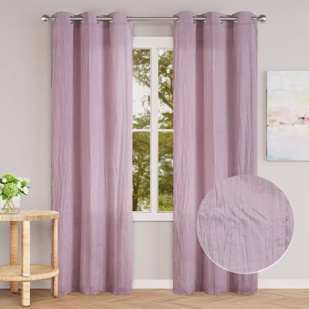 Cotton Blend Broomstick Crush Grommet Curtain Pair