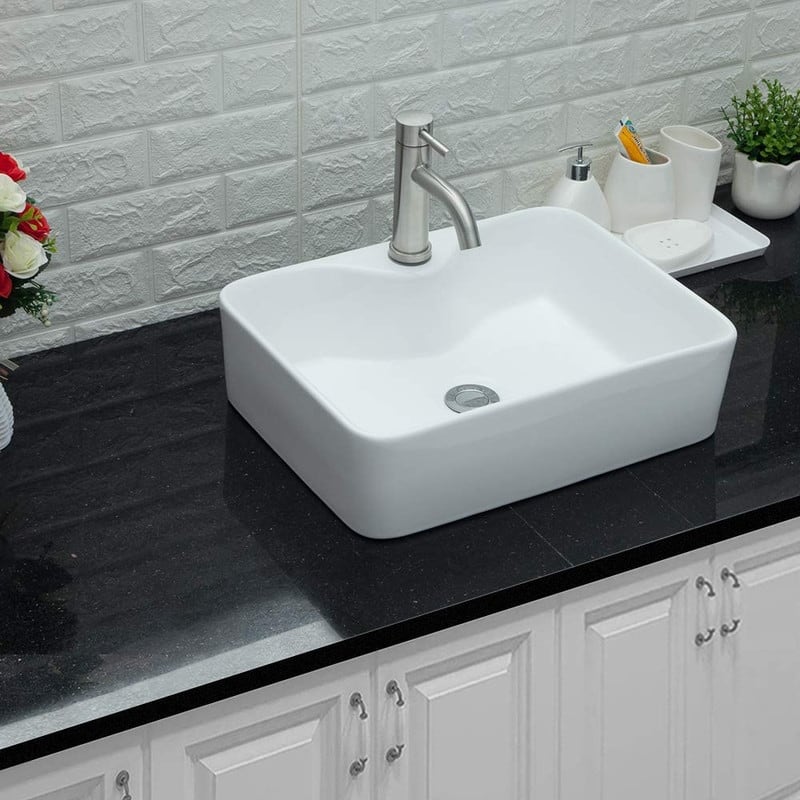 Rectangle Above Counter Porcelain Ceramic Bathroom Vessel Vanity Sink