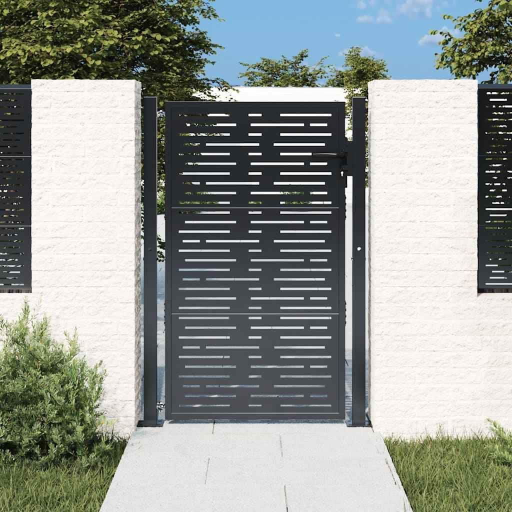 vidaXL Garden Gate Decorative Door Outdoor Anthracite Steel Square Design - 43.3 x 61.0"
