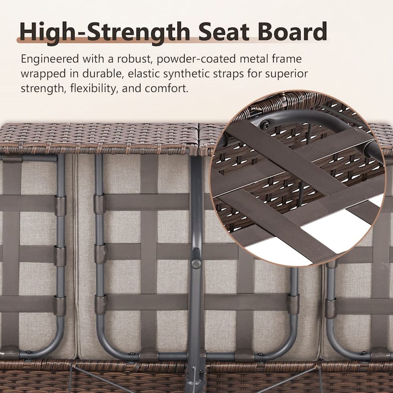 Artisan 3-Seat Wicker Patio Sofa with 6-Inch Thick Cushions and 2 Ottomans