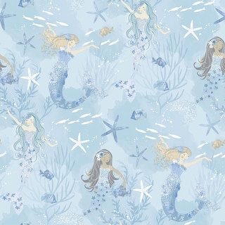 Galerie Wallcoverings Tiny Tots 2 Mermaids Non-woven Glittery Wallpaper Roll