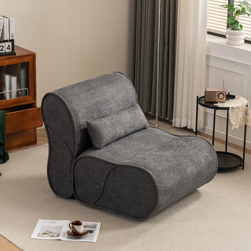 Soft Velvet Recliner Chair - Comfortable Lounge Chair with Waist Padding