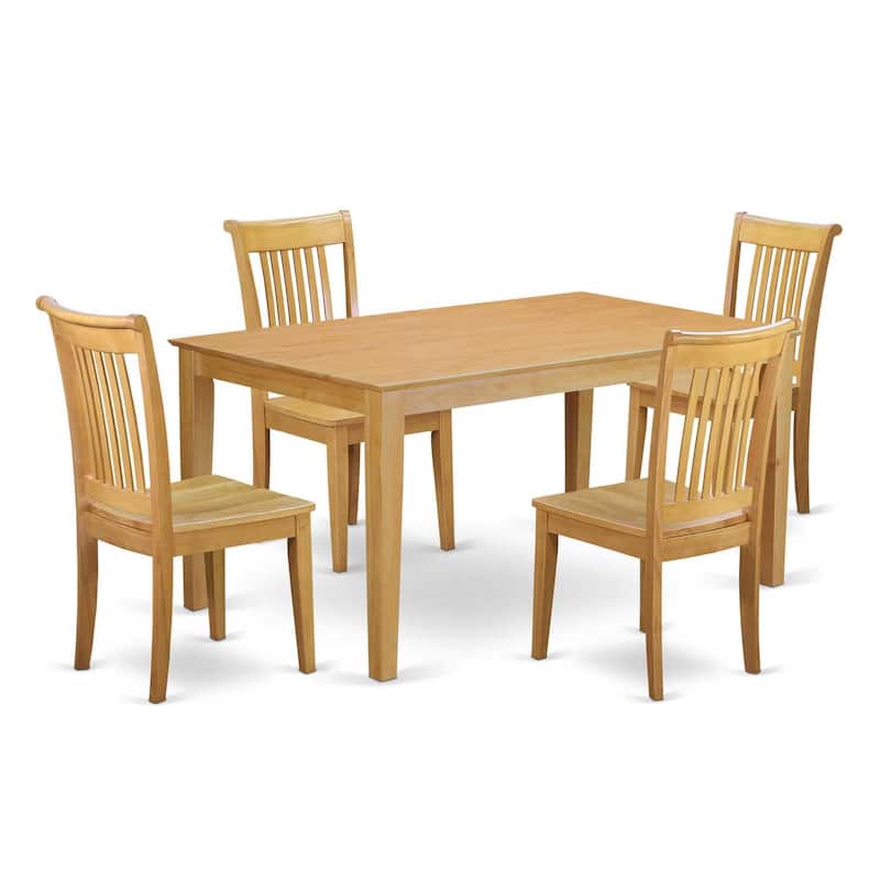 HomeStock 5-Pc Natural Oak Finish Solid Wood Top - Dining Room Set - Seats 4