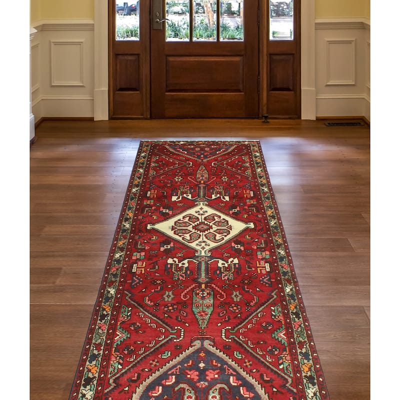 Noori Rug Fine Vintage Distressed Joey Burgundy/Ivory Runner - 3'5" x 8'11"