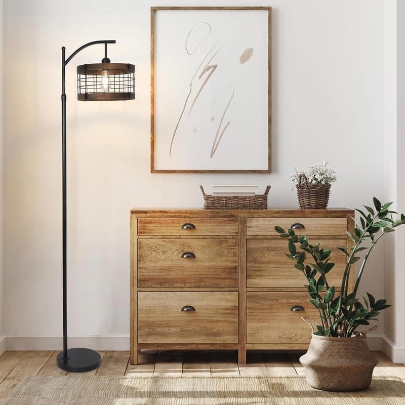 Arc Floor Lamp with Remote Control and Dimmable LED Bulb