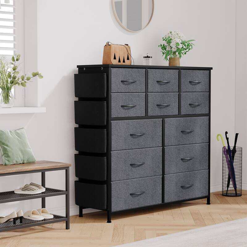 12 Drawer Dresser, Storage Organizer Unit with Fabric