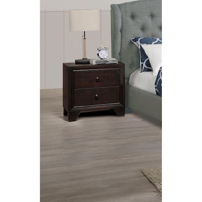 Modern Bedroom Nightstand,2 Drawers Bed Side Table Rubberwood