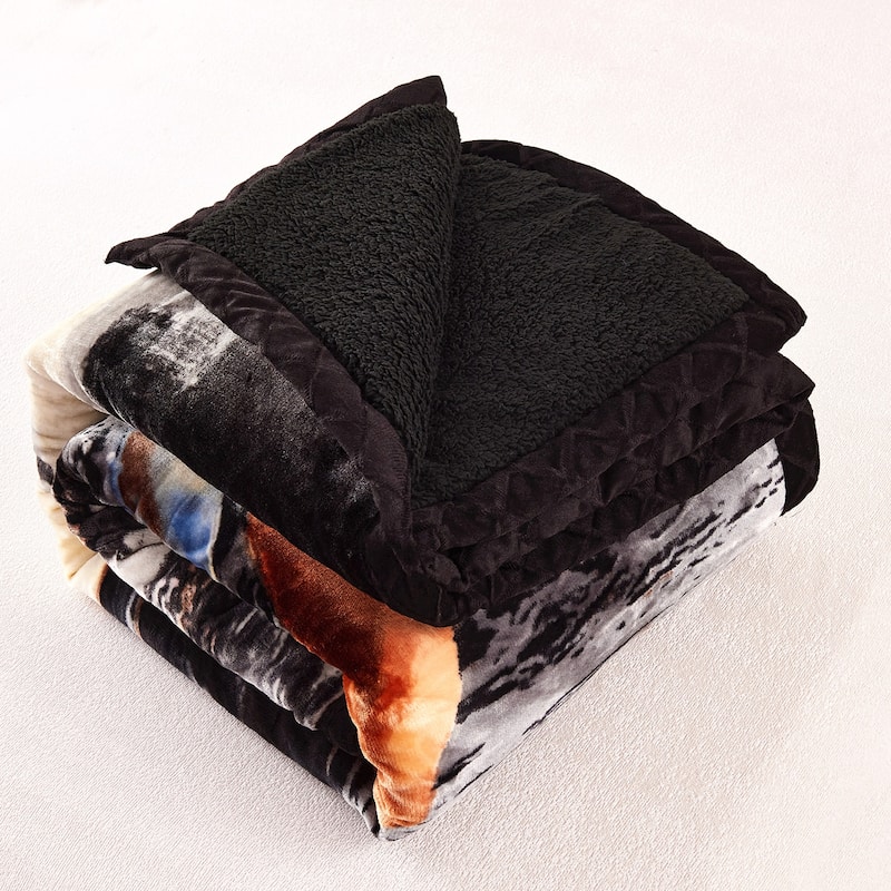 Ultra Plush Printed 3-piece Sherpa Borrego Comforter Set
