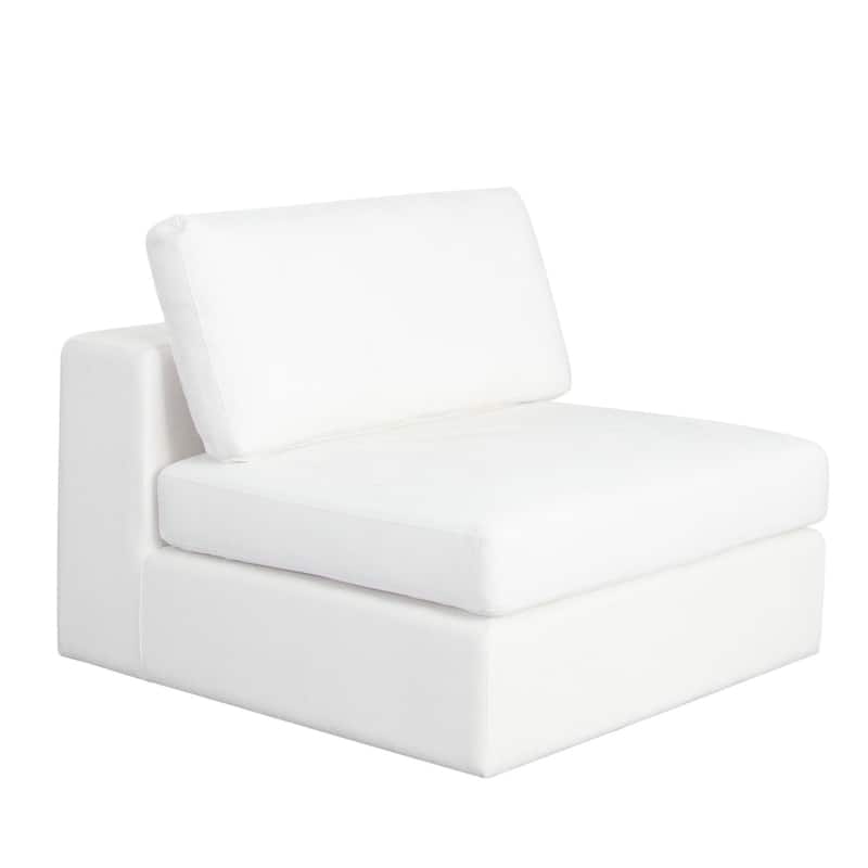 Lipi Modular Armless Chair, Plush Mist White, 41 Inch Solid Wood Frame
