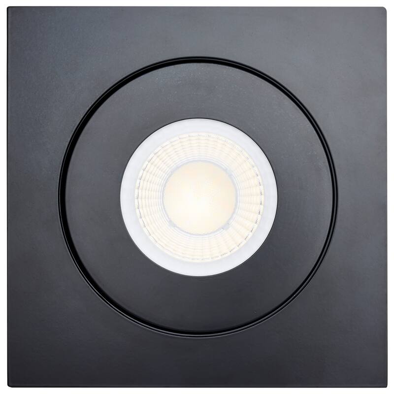 15 Watt CCT Selectable LED Direct Wire Downlight Gimbaled 6 Inch Square Remote Driver Black