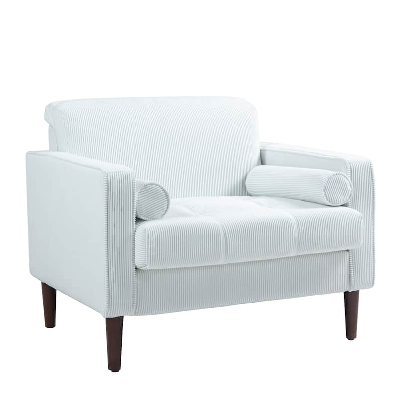 Aronas Modern Corduroy Wide Accent Chair with Pillows