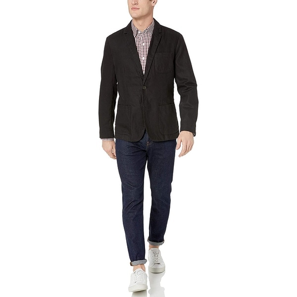 Goodthreads Men's Standard-Fit Linen Blazer, Black, XX-Large. Opens flyout.