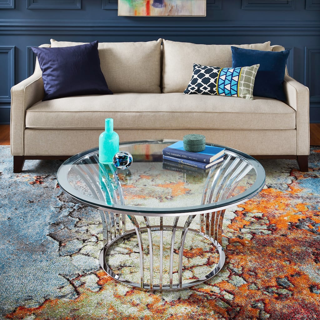 Cottbus Chrome Finish Coffee Table with Glass Top by iNSPIRE Q Bold