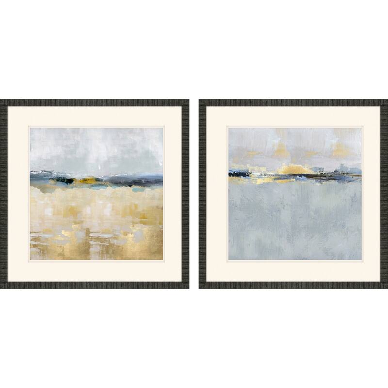 Gentle Horizon II S/2 Framed Art Giclee Under Glass - Blue - 26 X 26 X 2