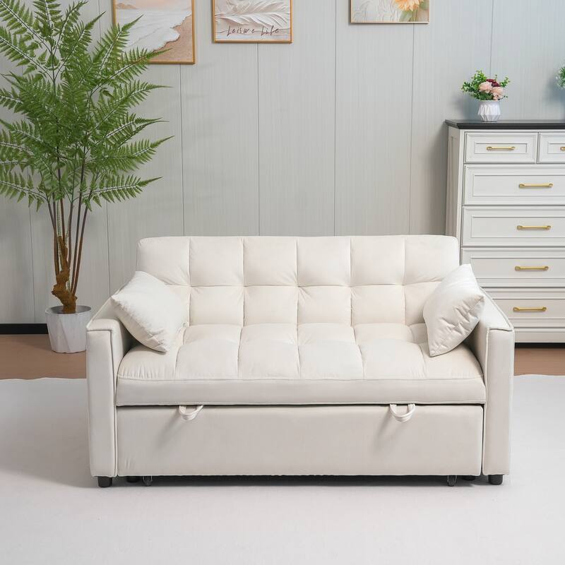 Versatile 3-in-1 Velvet Sleeper Sofa with Storage and Pillows for All Rooms