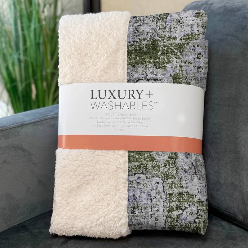 Premium Machine Washable Vintage Persian Sherpa Throw Blanket