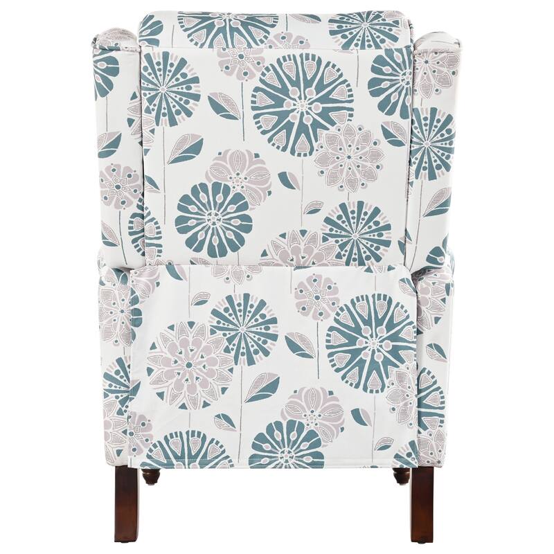 Wing Back Recliner Chair, 29.75" Upholstered Recliner Armchair with Solid Gourd-shaped Wooden Legs for Living Room, Bedroom