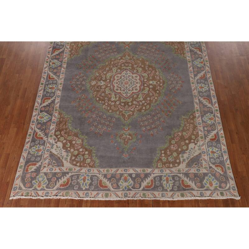 Over-Dyed Tabriz Persian Vintage Area Rug Hand-Knotted Wool Carpet - 8'1"x 10'8"