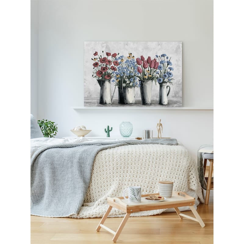 'Group of Lovely Flowers' Painting Print on Wrapped Canvas