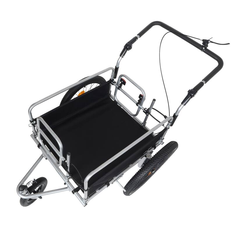 3-in-1 Heavy-Duty Bike Cargo Trailer -Bike Compatible Steel Frame, 110lb Capacity, Convertible Stroller & Pull Cart