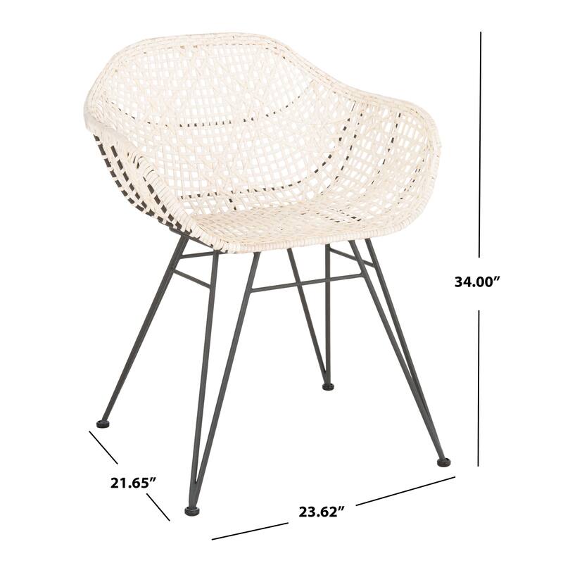 SAFAVIEH Verena Woven White Leather/Metal Dining Chair - 23.6" x 21.7" x 34" - 24Wx22Dx34H