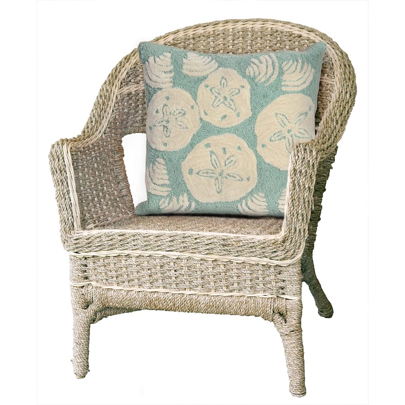 Liora Manne Frontporch Shell Toss Indoor/Outdoor Pillow Aqua 18" Square