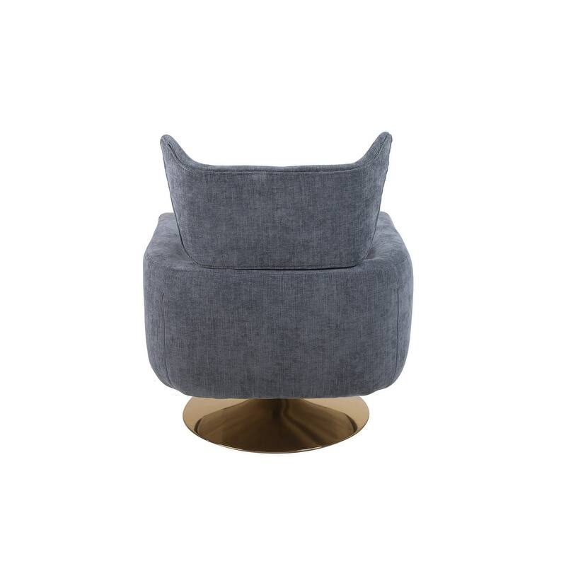 Swivel Accent Chair with Pillow, Wingback Armchair Round Barrel Sofa Chair,Grey