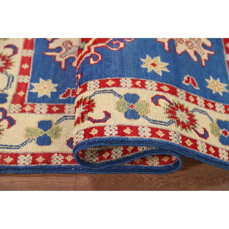 Blue Kazak Oriental Foyer Rug Hand-Knotted Wool Carpet - 2'8" x 4'0"