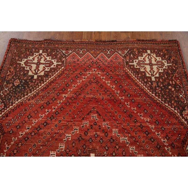 Medallion Shiraz Persian Vintage Area Rug Handmade Wool Carpet - 4'9"x 7'4"