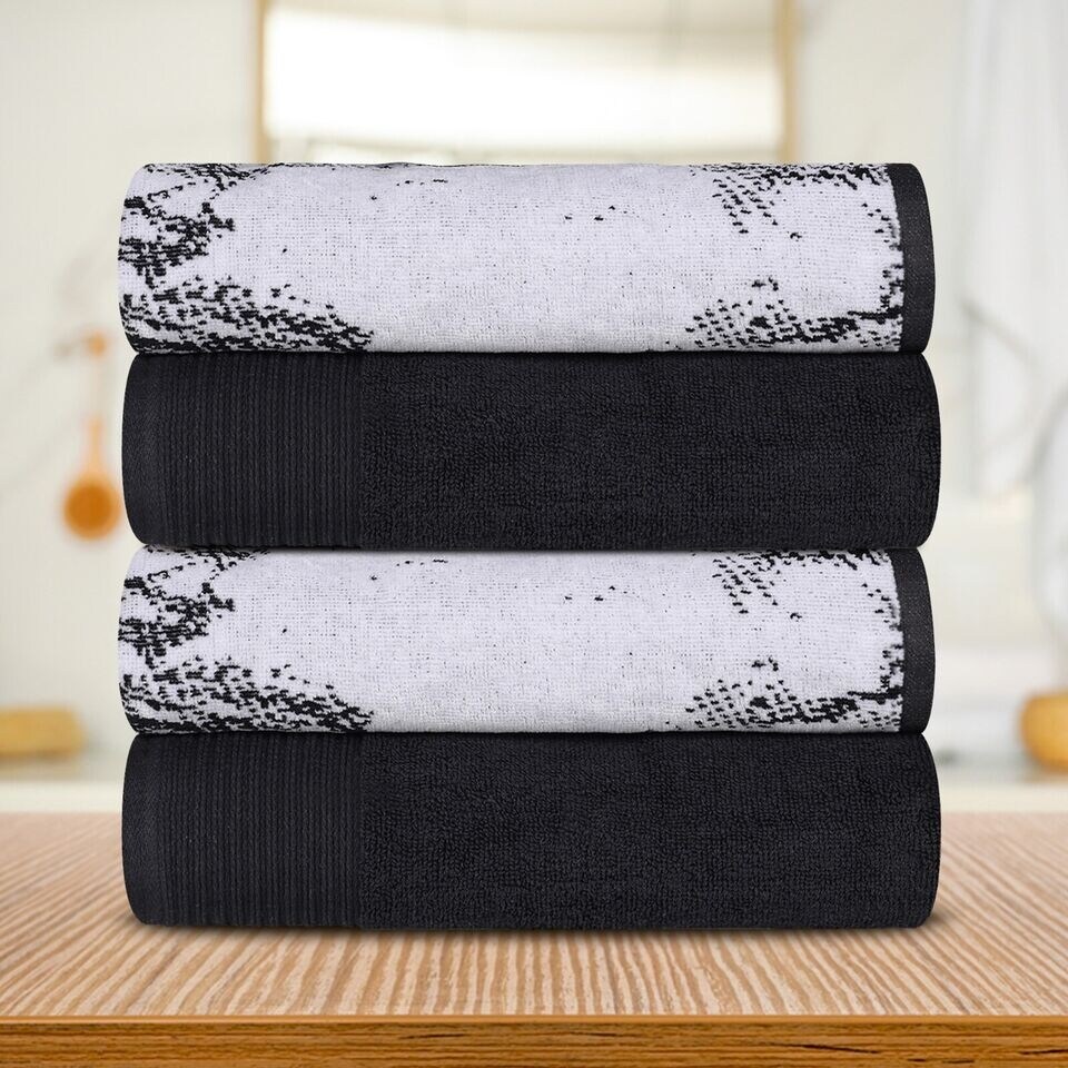4Pcs Cotton Marble Effect Bath Towel Set On Sale Bed Bath Beyond 40756434