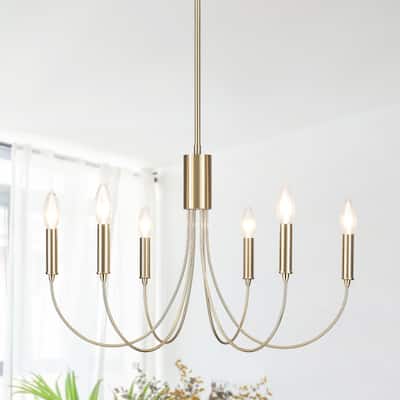 6-Light Modern Candlestick Hanging Linear Chandelier Lighting Island Chandelier for Kitchen Island